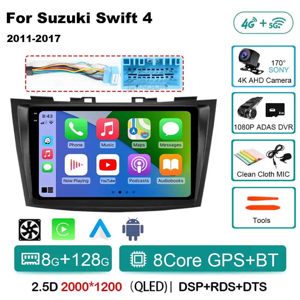 Android 15 Autoradio Stereo Voor Suzuki Swift 4 2011 2012 2013 2014-2017 Multimedia Video Player Carplay auto Audio Stereo GPS - afbeelding 1