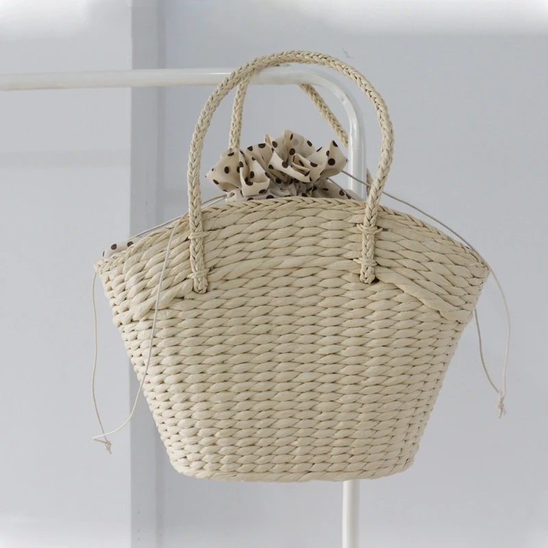 Women Beach Bag For Summer 2023 New Straw Woven Braided Top Handle Travel Shopping Bucket Fashion Simple Large Luxury Handbags