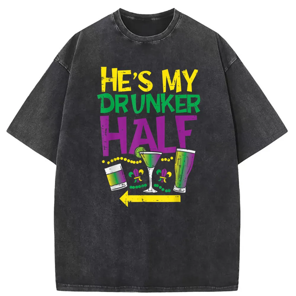 Hes My Drunker Half Matching Men T-shirts Women's Tshirts Vintage Printed On Sale Long Sleeve Sportswears Crazy Sweatshirts