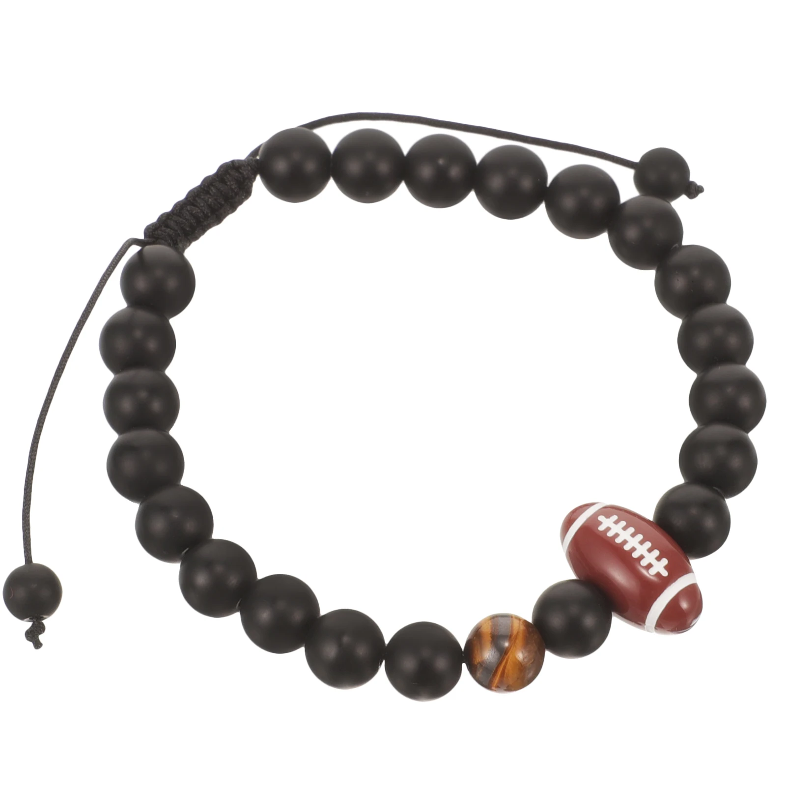 

Rugby Bracelet Sports Frosted Stone Adjustable Wristband Portable Compact Decorative Kids Boys Fans Accessory Wear Resistant
