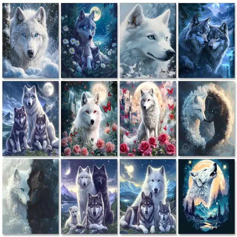 

GATYZTORY Diy Painting By Numbers For Adults Wolf Animals Picture With Numbers Drawing On Canvas Acrylic Paint For Home Decors