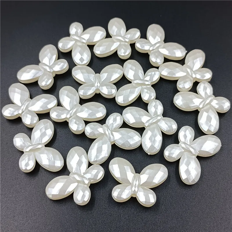 10/20/30/50Pcs ABS Imitation Pearl Butterfly Bow Beads For DIY Jewelry Making Accessories Keychain Phone Case Decoration Patch