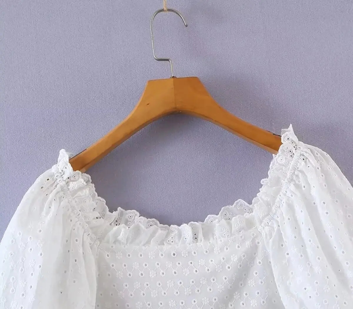 Maxdutii French Elegant Lace Vacation Style Shirt Women Out Retro Bubble Sleeves Tops Summer Sexy Hollow  Shirt Women