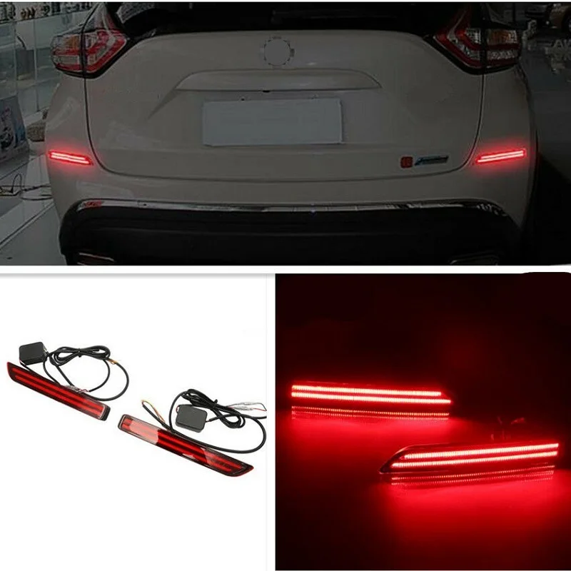

2pcs For Nissan Murano 2016 2017 2018 Car LED Rear Bumper Reflector DRL Brake Light Turn Signal Light tail led Warning fog lamp
