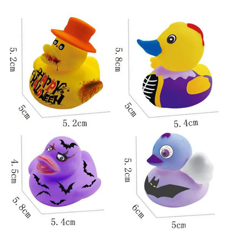 5-30PCS Halloween Vinyl Duck Toys Baby Bathing Water Play Toy Small Duck Floating Water Toys Halloween Scene Ornaments