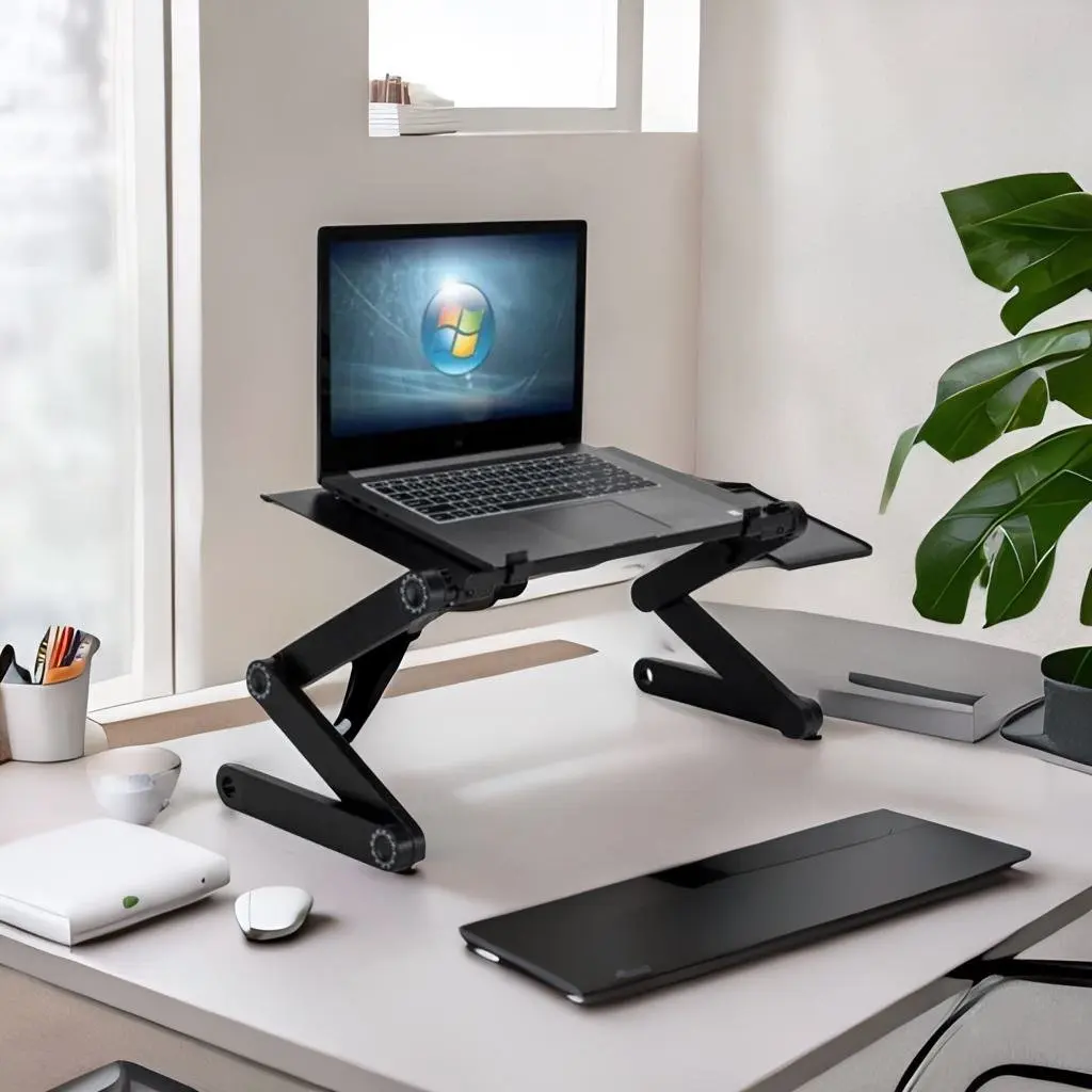 Cooling Fan Laptop Desk Portable Adjustable Foldable Computer Desks Notebook Holder Tv Bed PC Lapdesk Table Stand With Mouse Pad