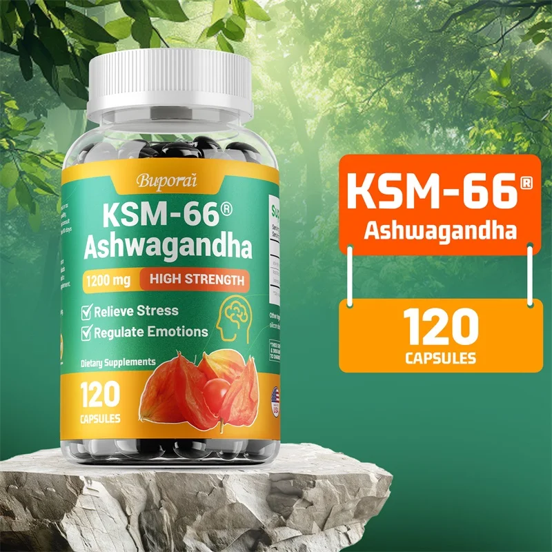 KSM-66 Ashwagandha Capsules - Helps Relieve Stress, Improve Brain Function, Boost Energy, Promote Sleep, and Improve Immunity