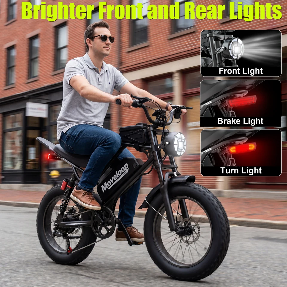 Electric Bike for Adults, 1500W/3000W Peak Electric Dirt Bike,70/80Miles 31/35MPH 48V15.6/20AH Removable Battery, 20"×4.0 "Fat Tire All-Terrain Ebike image 10