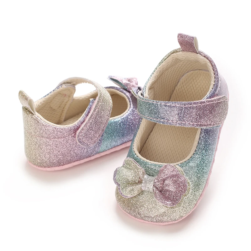 

Colorful Cute Baby Princess Shoes With Bow Decoration Soft Sole Comfortable Flat Shoes Suitable for 0-18M Infants And Young Chil