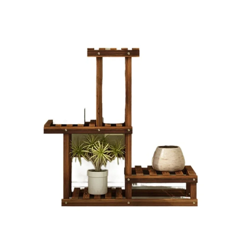 

European Style White Multi-Tier Flower Stand, Solid Wood Flower Pot Holder for Living Room, & Home Use, Chic Plant Display