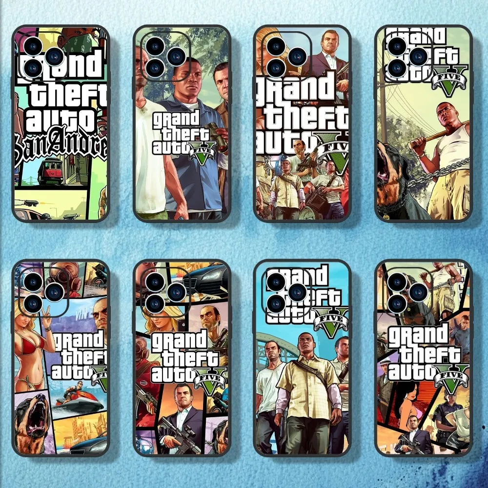 Hero gta 5 Grand Theft Auto Phone Case For iPhone 11 12 13 14 15 Mini Pro Max Plus 8 xr xs Black Shell