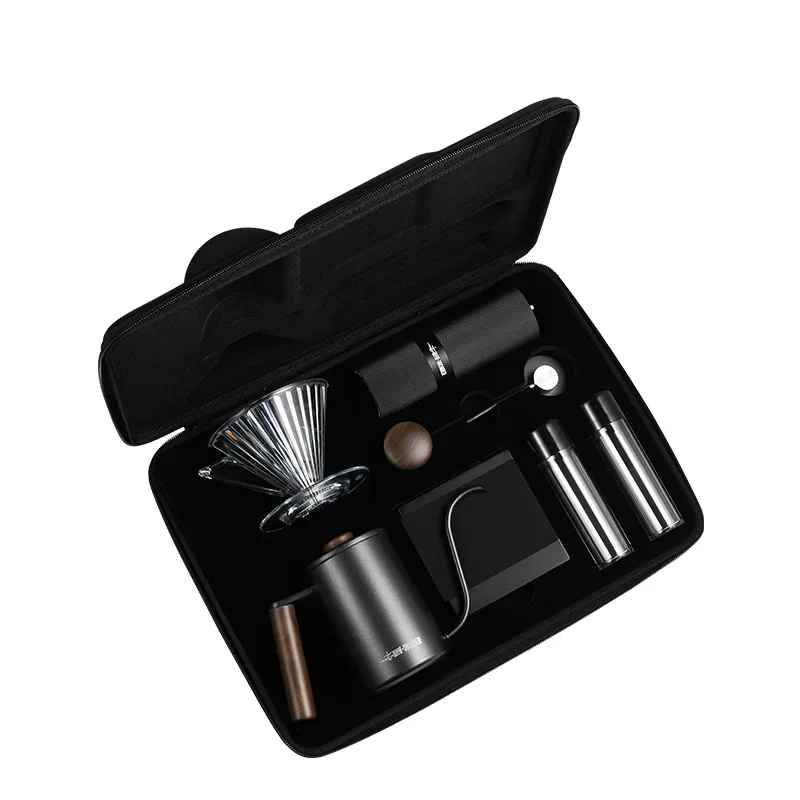 

Coffee portable storage bag, bean grinder, hand brewer, filter cup, outdoor coffee set.