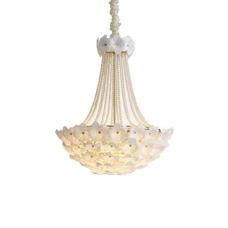 Camera da principessa lampadario a fiori romantico luce francese villa di lusso sala da pranzo soggiorno camera da letto calda in vetro crema vento