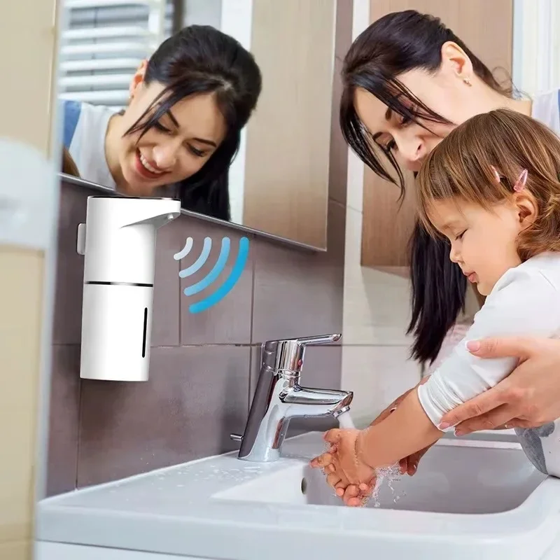 Rechargeable Intelligent Sensor Multi-Speed Contact-Free Wall-Mounted Vertical Hand Sanitizer Bubble Machine Soap Dispenser