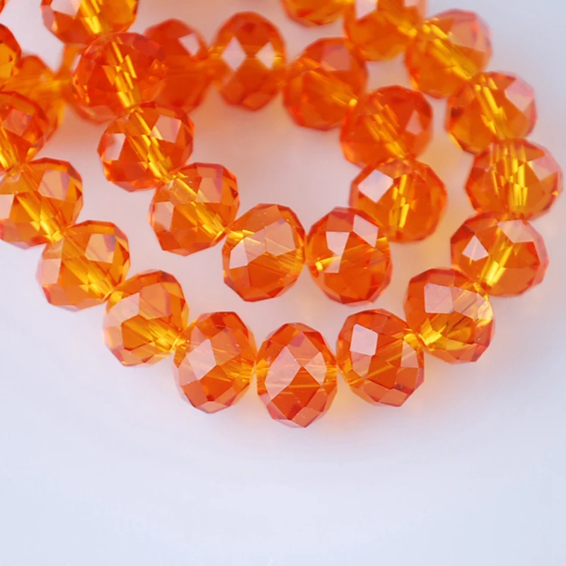 Rondelle Faceted Czech Crystal Glass Orange Color 3mm 4mm 6mm 8mm 10mm 12mm 14mm 16mm Loose Spacer Beads for Jewelry Making DIY