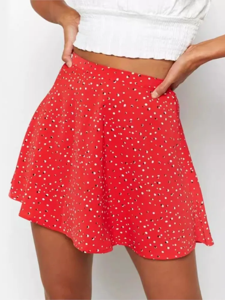 

Elegant Waisted Short Skirt For Women Fashionable Summer Floral Printing Casual Invisible Zipper Skirt For Women