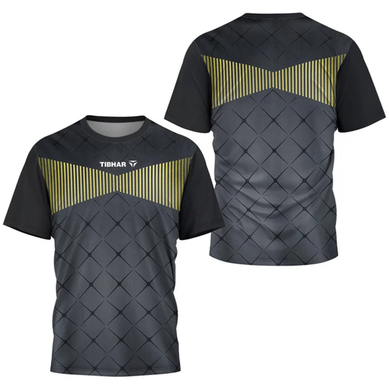 Modisches Herren-T-Shirt für Outdoor-Sportarten, Tischtennis, kurzärmeliges Oberteil, leicht und atmungsaktiv, schnell trocknend, Herren-Tennis-T-Shirt