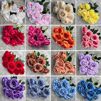 9 Heads Camellia Rose Artificial Flower Holding Bouquets Party Wedding Scene Display Room Home Decor Fake Floral Gifts prop