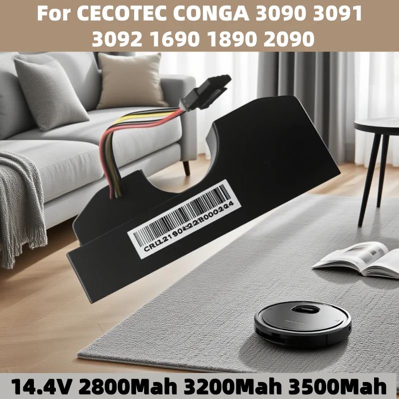 

14.4V 3500mAh Li-ion Battery - For Cecotec Conga 3090 2090 3091 3092 Robotic Vacuum Accessories
