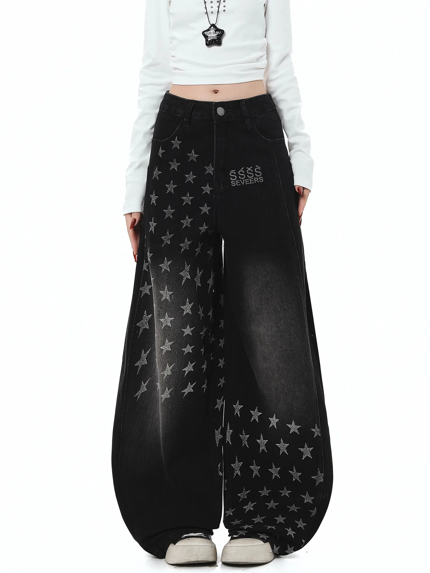 

Ретро-джинсы American Fit Star Drapey Knife Pants свободного кроя с широкими штанинами для женщин, повседневная одежда на все сезоны, удобные в носке