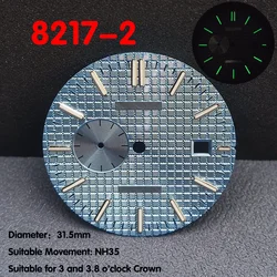 31.5mm watch dial, single calendar dial, customizable logo, laser printed four pointer dial suitable for Miyota 8217 movement