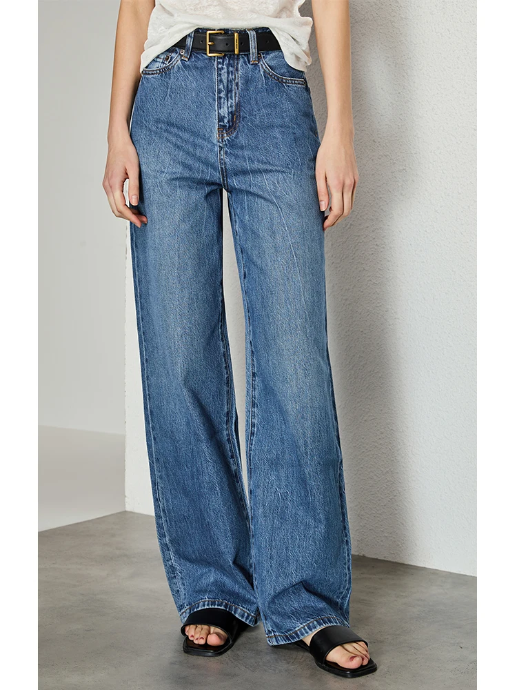 

Классические прямые джинсы длиной до пола, повседневные универсальные брюки Orta Sling Tool для женщин, весенняя мода, глубокие и легкие...