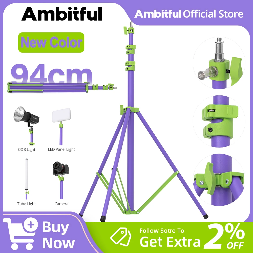 

Ambitful GM280P Limited Edition 2.8m Air Cushioned Light Stand Max Load 10kg Thickened Metal For GODOX SMDV TRIOPO