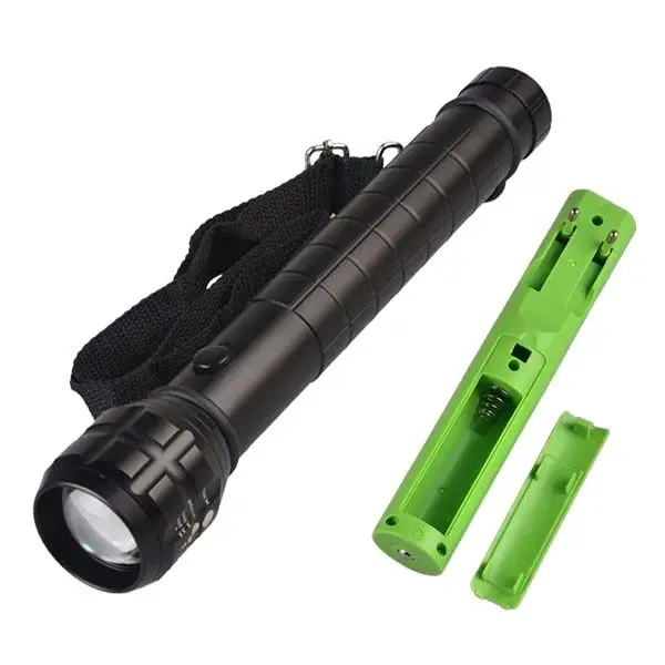 TopCom Heavy Duty Big Flashlight Torch LED Light Q5 3xD Battery Or 1x18650 Metal Aluminum Zoom black matt body no compass