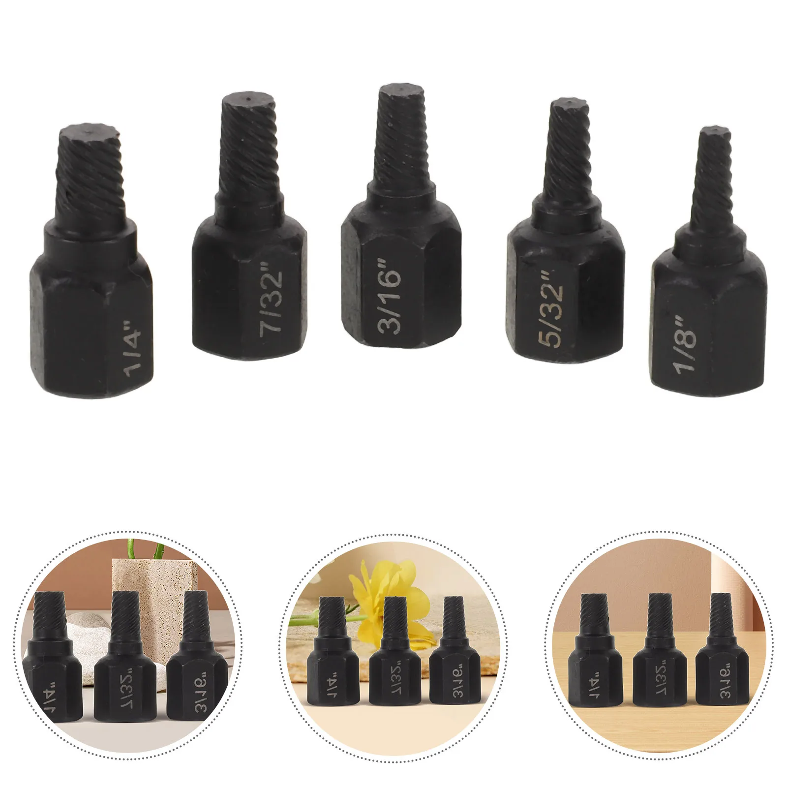 

5Pcs Multi Spline Screw Extractor Tool Kit Spiral Flute Design for Broken Screws Nuts Precision Removal in Workshop Garage Home