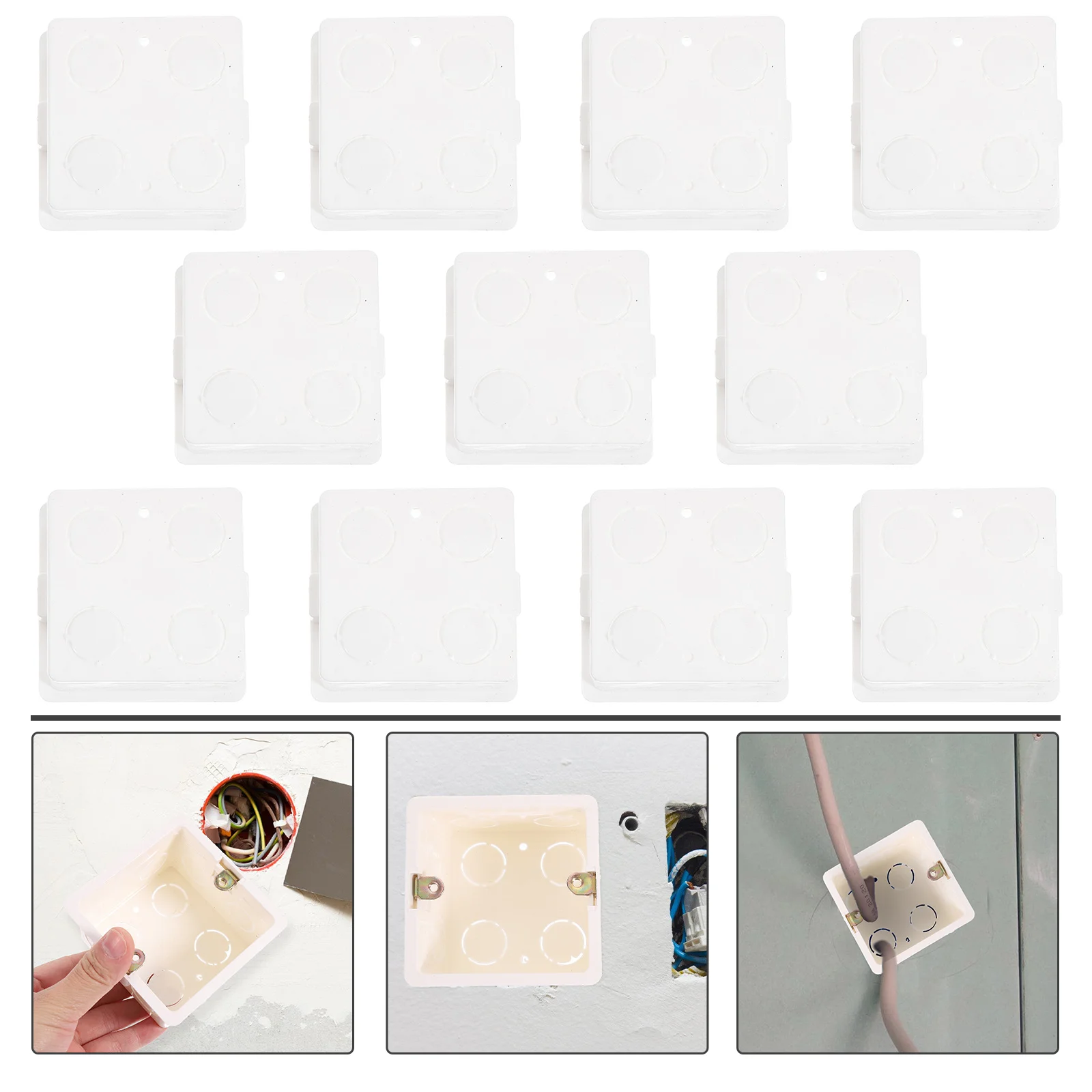 

10 Pcs Recessed Socket Boxes Pvc Wall Embedded Switch DIY Electric Enclosure Case