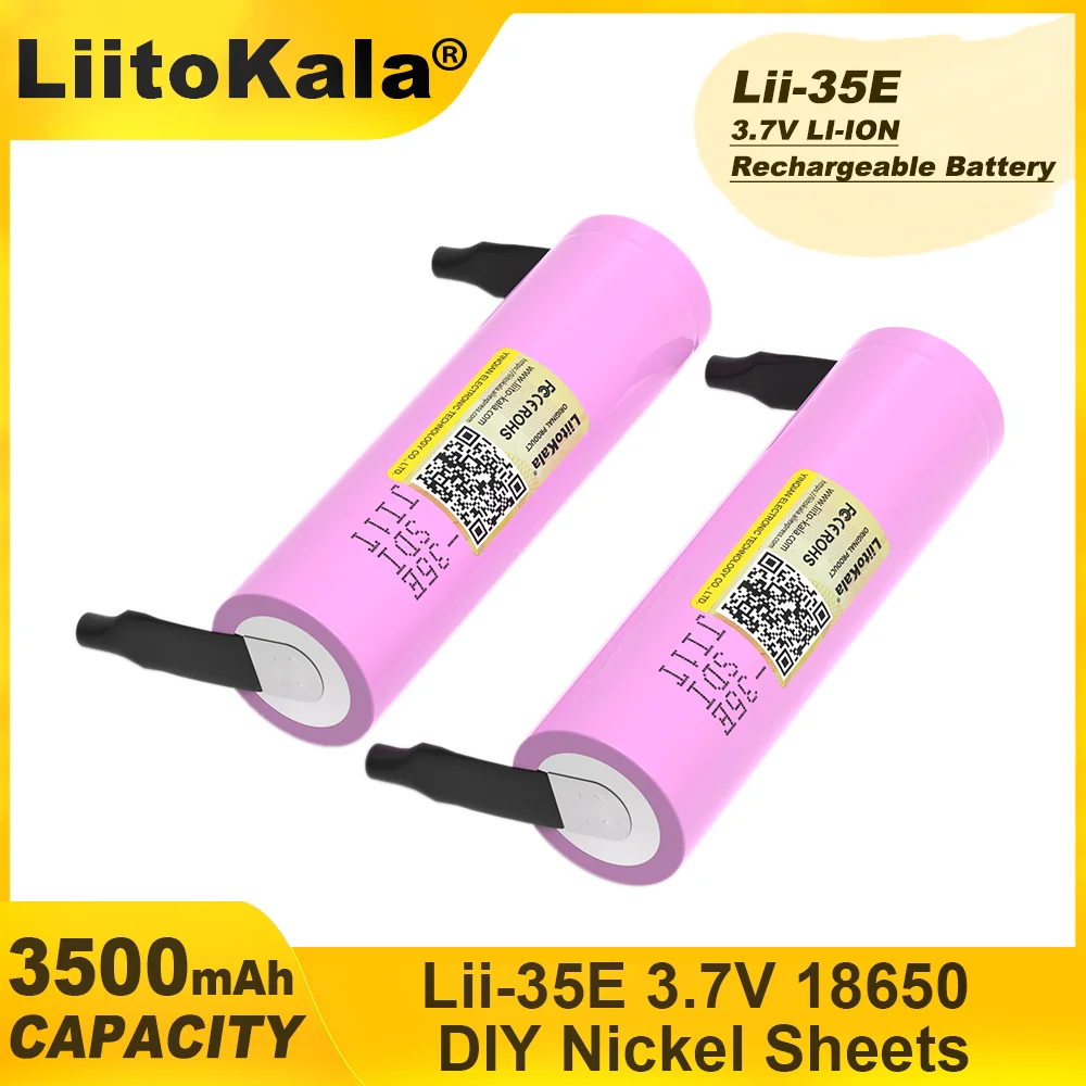 Liitokala INR18650 35E Original 18650 Lithium Battery 3500mAh 3.7V 25A High Power for Electrical Tools+DIY Nickel Belt