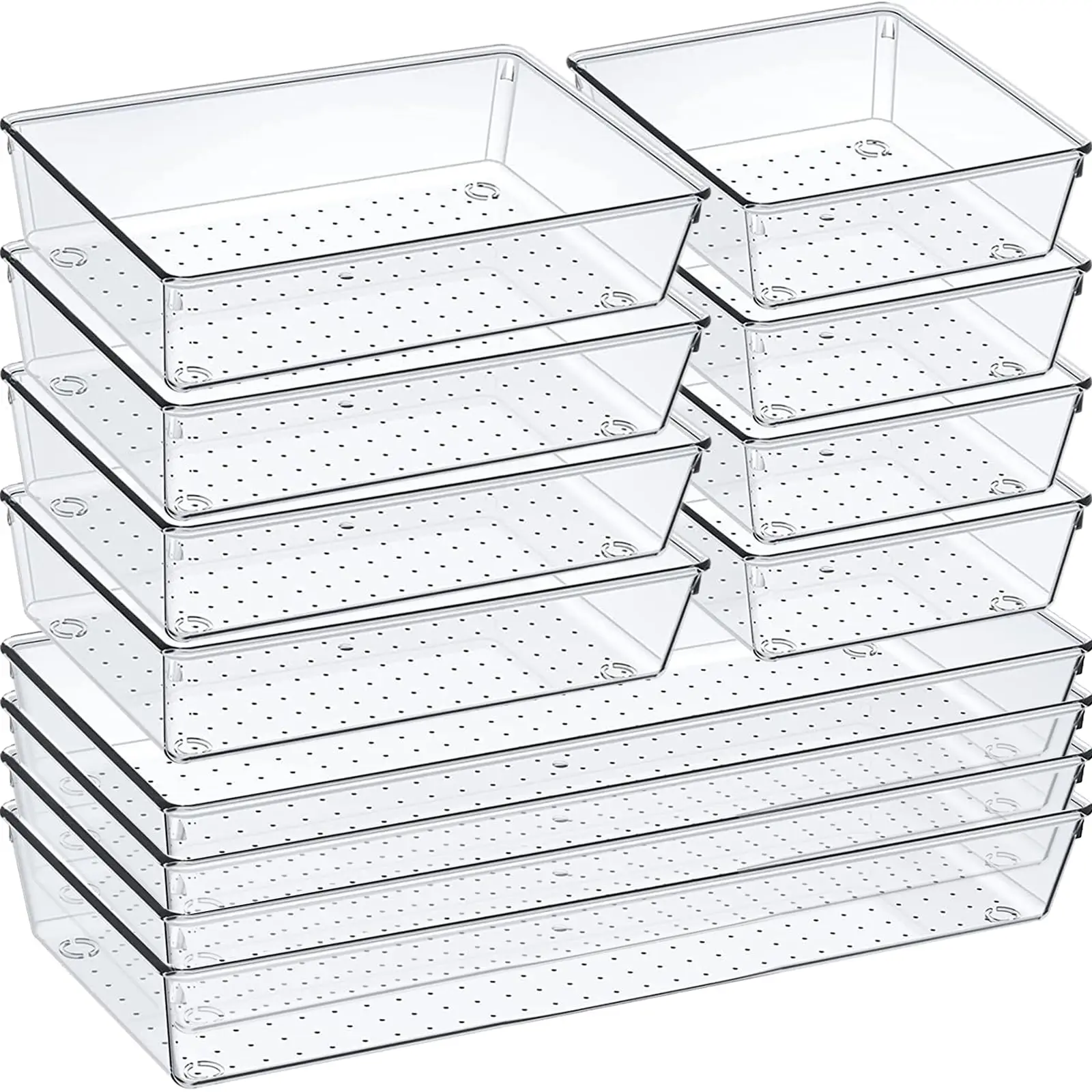 60/6/9/12er-Pack Schubladenorganizer Transparente Kunststoffbehälter für Badezimmer Schminktisch Aufbewahrung, Haushaltsorganisation Make-up-Set