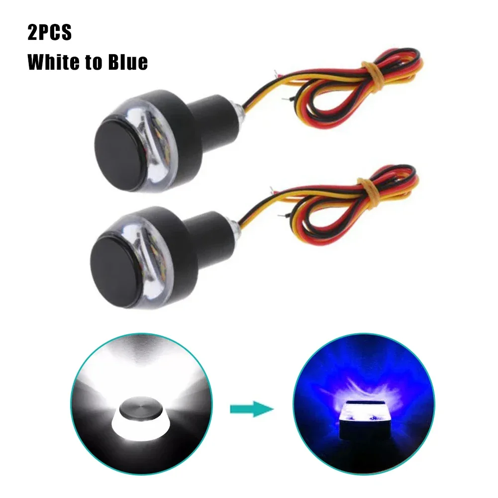 2 Stück Lenkergriff Blinker Seitenmarkierungsleuchte 12V Motorrad LED Lenkerenden-Blinklicht Weiß Gelb Blinker