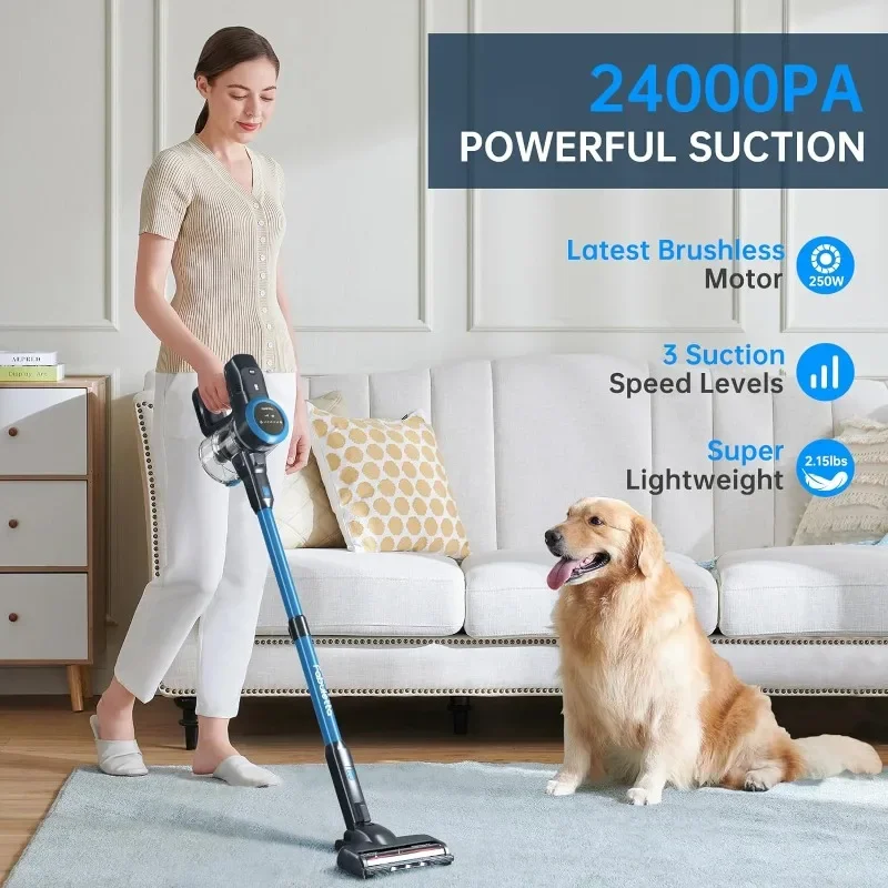 FABULETTA Cordless Vacuum Cleaner 24Kpa Powerful Suction with 45 Min Runtime, 6 in 1 Lightweight Great for Pet Hair & Hard Floor