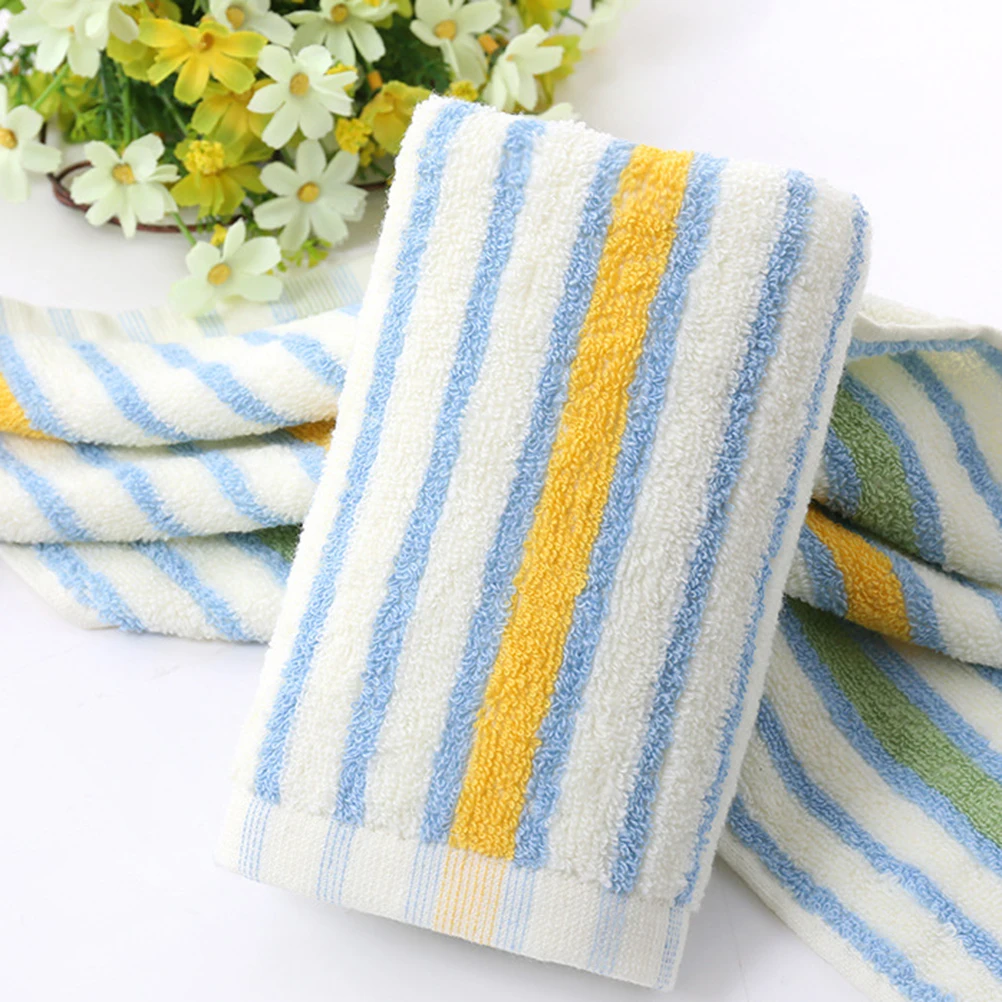 

4pcs Colorful Striped Cotton Hand Towels Premium Absorbent Quick Dry Face Towels For Bathroom Eco-Friendly Skin-Friendly Face