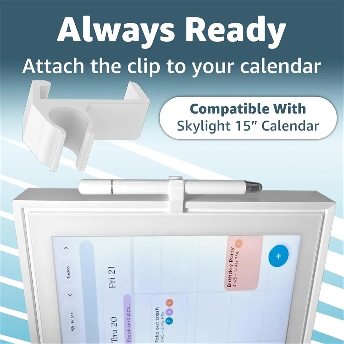 Stylus and Mount for 15inch Calendar Dual Tip Stylus with Mesh and Disc Tips Stylus Holder Mounts to Calendar