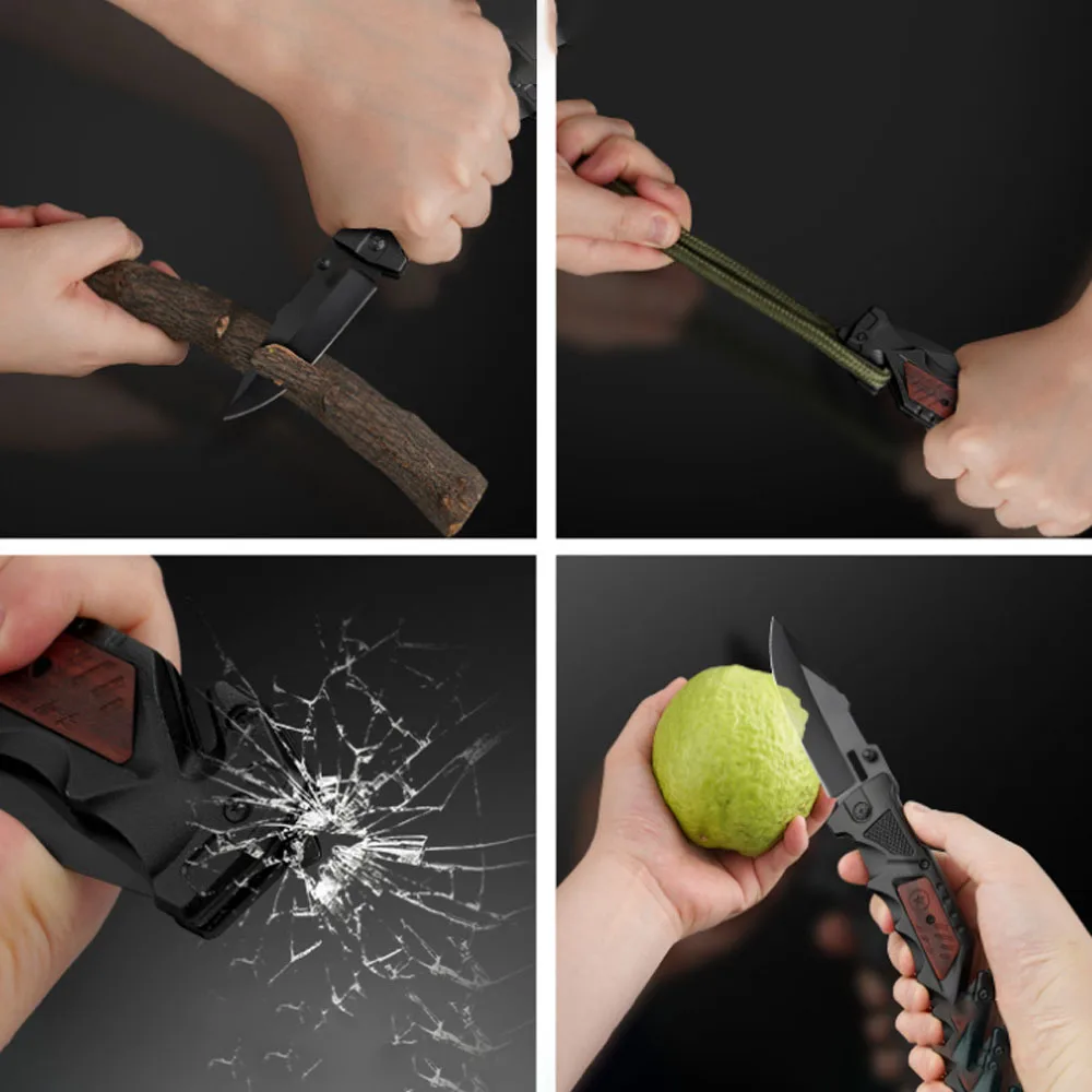سكين خارجي تكتيكي عالي الصلابة من الفولاذ المقاوم للصدأ قابل للطي في الهواء الطلق للدفاع عن النفس سكين فواكه حاد محمول #2