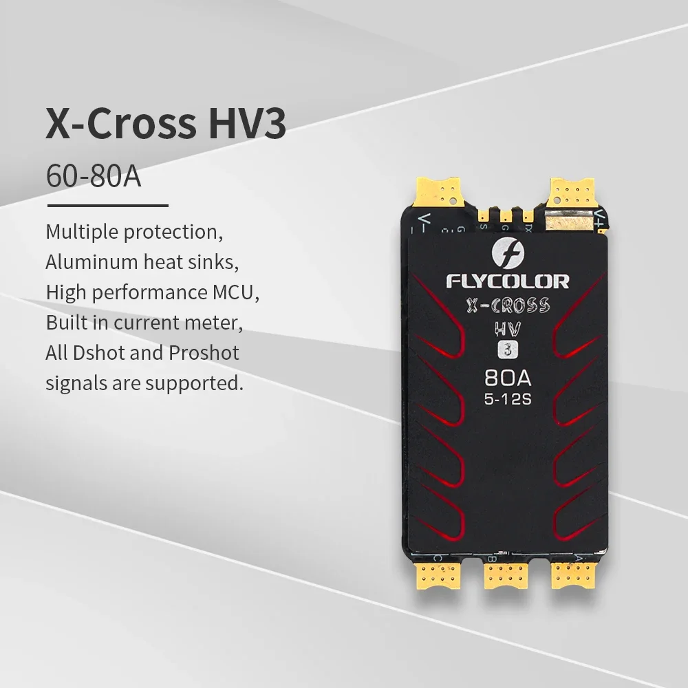 FLYCOLOR X-CROSS HV3 60A/80A/120A/160A ESC 5-12S Dshot Proshot 64MHz 32-Bit Pengendali Kecepatan untuk RC FPV Drone Balap