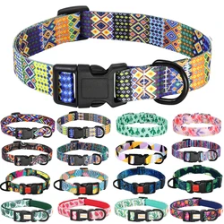Nylon Print Dog Collar Floral Printed Small Dog Cat Collars Adjustable Puppy Collar for Small Medium Large Dog Chihuahua Bulldog