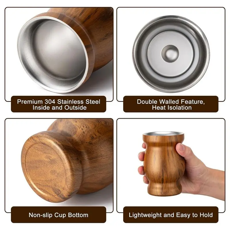 BAAG-Yerba Mate Set- Includes Double Walled 18/8 Stainless Steel Tea Cup, One Straw, A Wood Cleaning Brush(230ML) - view 4