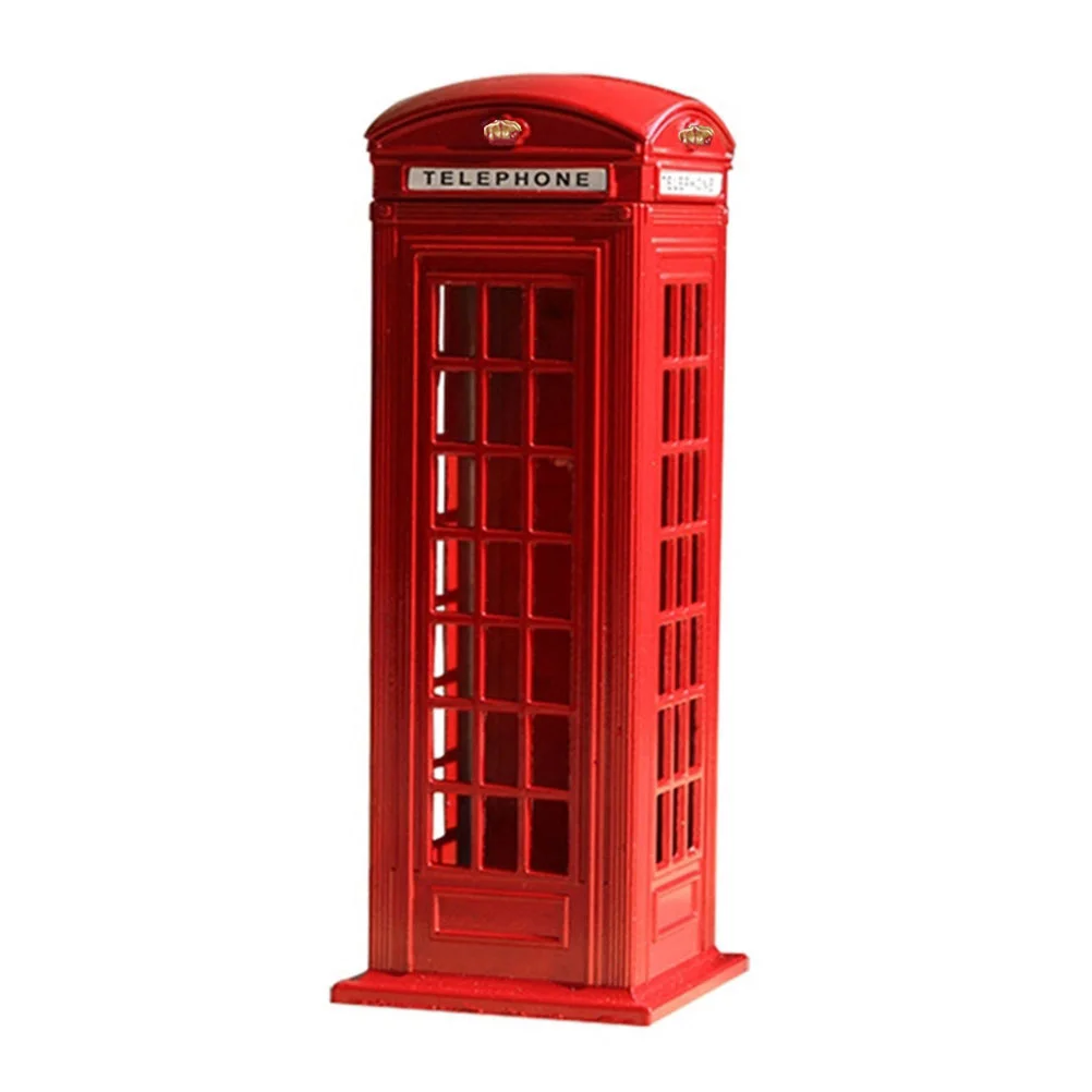 15cm Decoration London Telephone Booth Money Box Mailbox Ornament Piggy Bank Metal Crafts Decoration