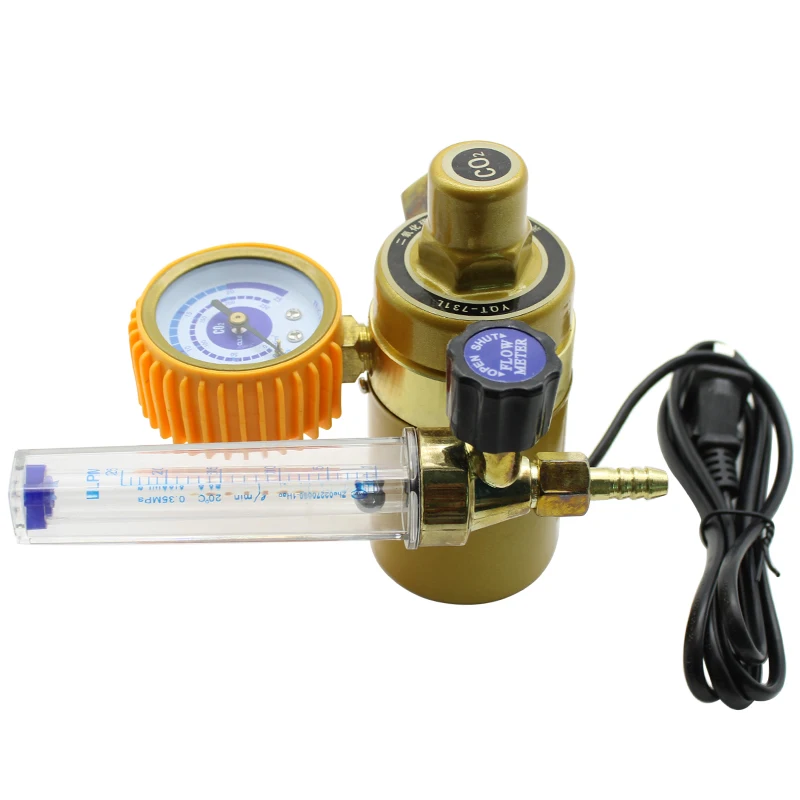 36/110/220V CO2 Pressure Regulator Carbon Dioxide Pressure Reducer Heated Pressure Gauge Meter Flowmeter For MIG/TIG Welding
