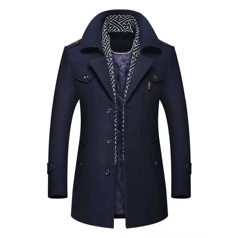 Trench Coats Long Coat Man Fleece Coat Overcoats Wool Blends Winter Men Business Casual Woolen Blends Cashmere