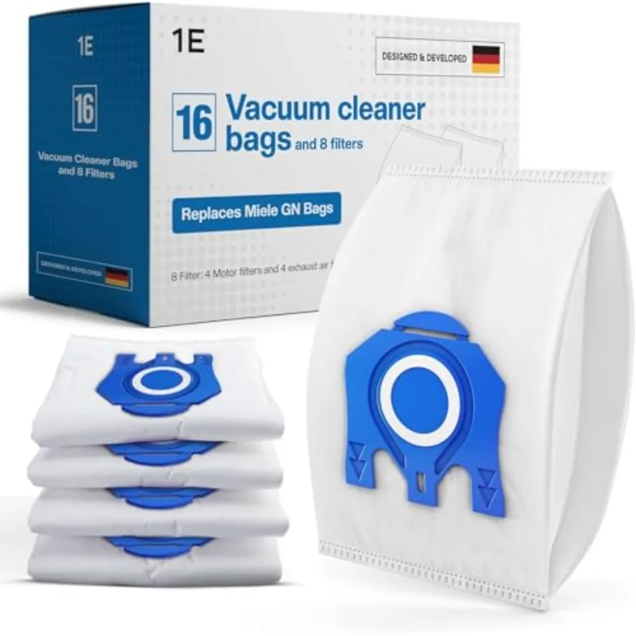

16 Type G/N Vacuum Cleaner Bags for Miele Vacuum Cleaners [Replaces 10123210 AirClean 3D Efficiency Type GN] Fits Classic C1 Co