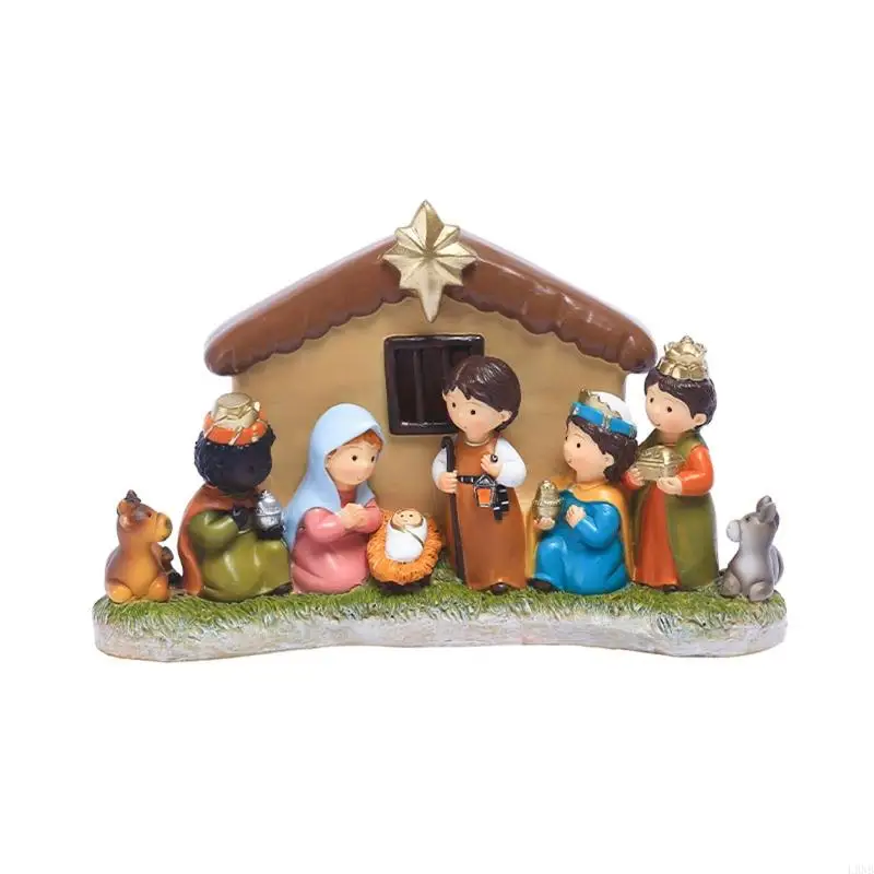 

L9NB LED Lighted Christmas Houses Ornaments Mini LED Glowing House Resin Cottage