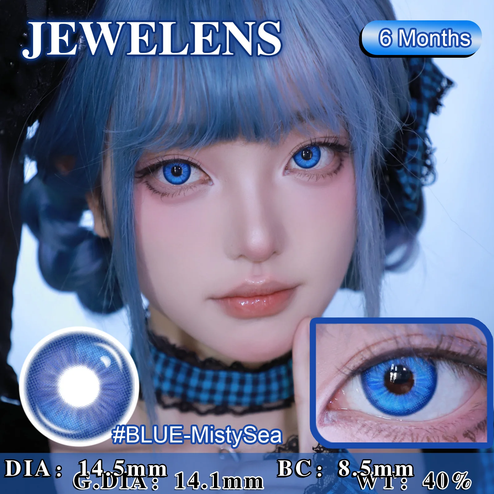 JeweLens 1 Paar Cosplay Myopie Farbkontaktlinsen Anime Schüler 6 Monate 1 Paar Halloween Niedlich 14,5 mm Softlens – Detail 1
