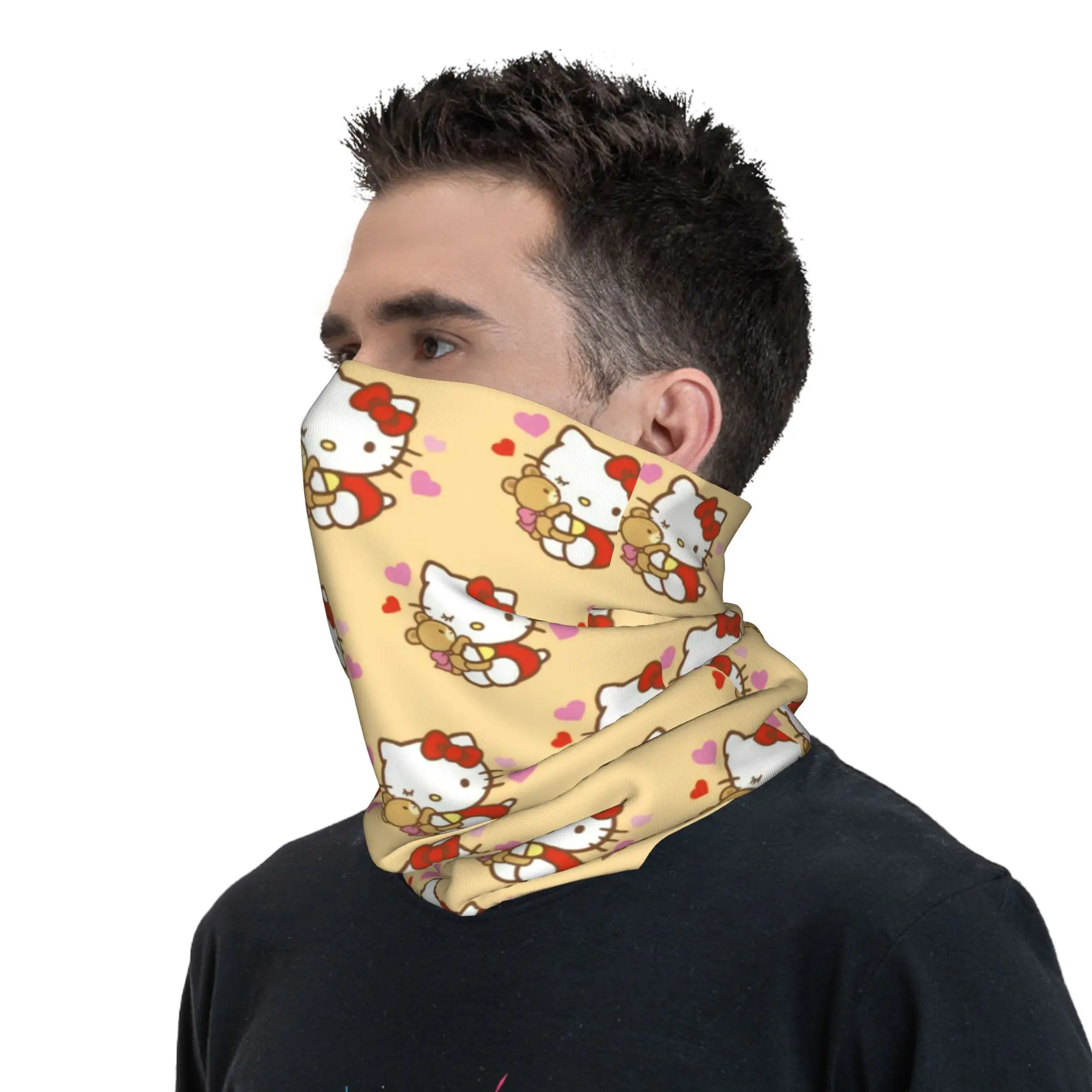 Bufanda personalizada de la bandana del invierno de la protección UV de los hombres de las mujeres de la polaina del cuello del anime del arte de Hello Kitty para el esquí