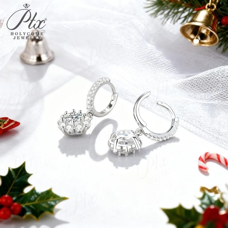 1CT Moissanite Earrings D-Color White/Black/Champagne /Blue Flash Green Round Diamonds S925 Silver Exquisite Jewelry for Women