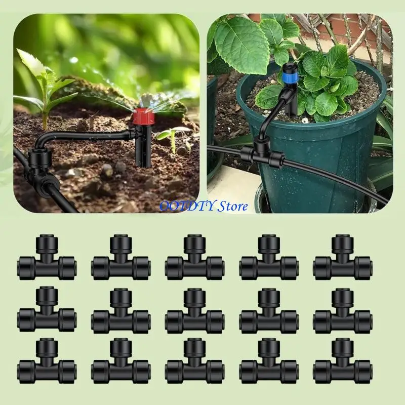 367A 30Pieces Fast Release T Type Joints Suitable For 1/4 Inch Irrigation Tubing & Sprinklers Watering System In Gardens Home