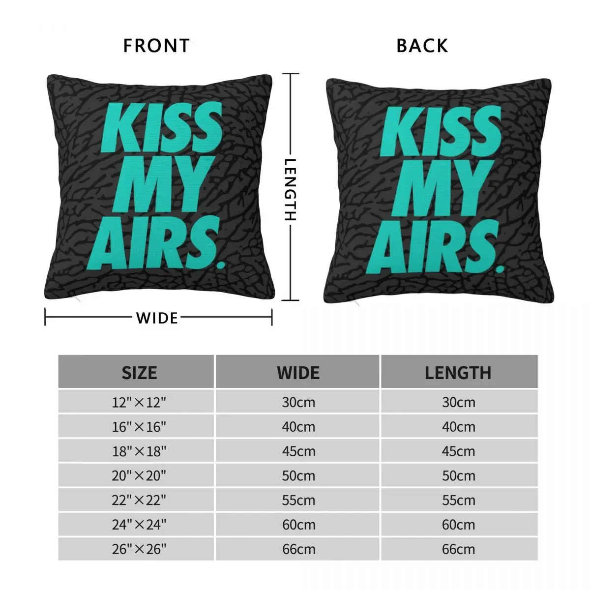 Kiss My Airs X Atmos Square Pillowcase Pillow Cover Polyester Cushion Decor Comfort Throw Pillow for Home Sofa